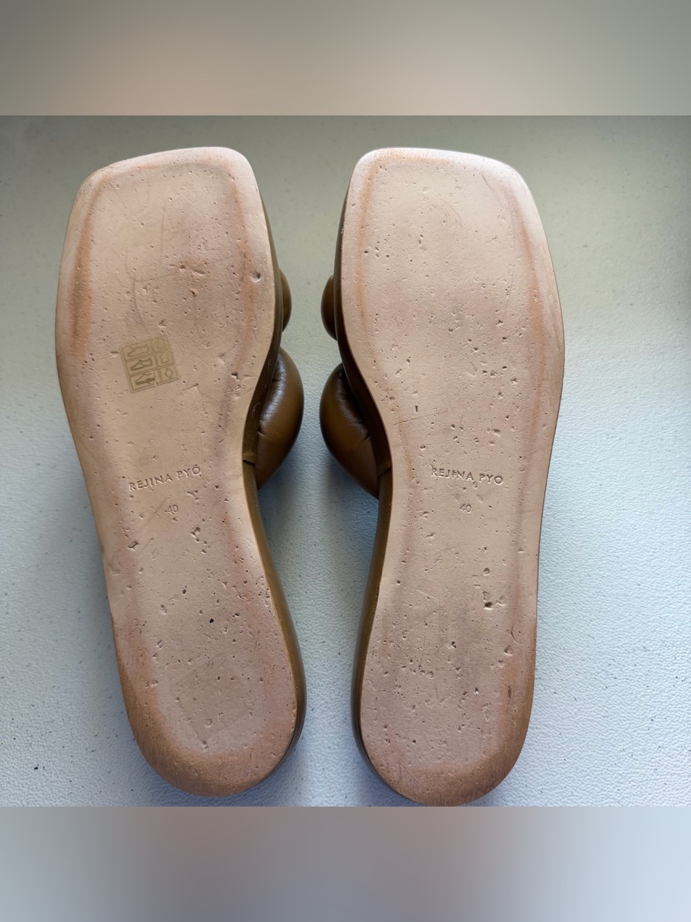 Rejina pyo Billie Sandals Leather Biscuit 30 mm double strap - Picture 6 of 6
